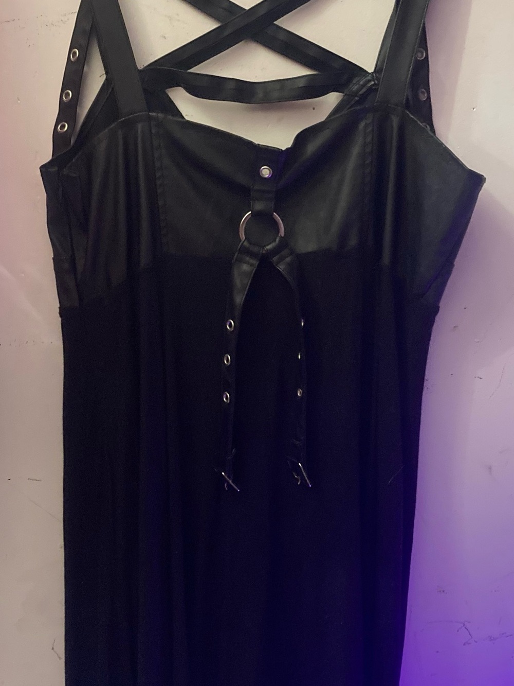 Killstar Black Strapless Maxi Dress with Grommet Ring Detail